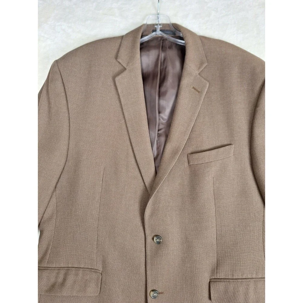 Izod Sports Coat Men's 46L Brown Woven Tweed Lined 2 Button Blazer Pocket Jacket